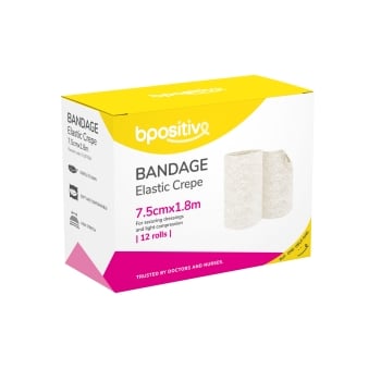 Bpositive Elastic Crepe Bandage 7.5cm x 1.8m BOX/12