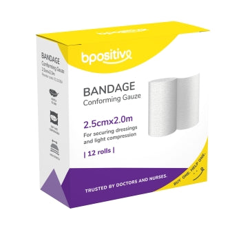 bpositive Bandage Conforming Gauze 2.5cm x 2m PKT/12