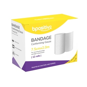 bpositive Bandage Conforming Gauze 7.5cm x 2m PKT/12